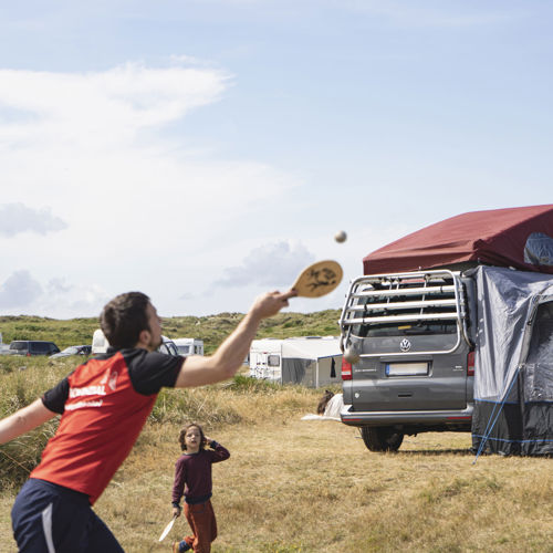 Vejers Strand Camping Pladsen Børnefamilie Strandtennis